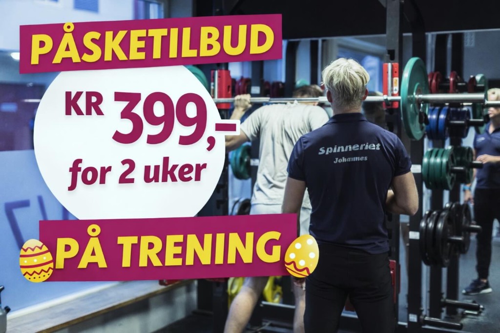 Påsketilbud - KR 399 for 2 uker på trening ved Spinneriet